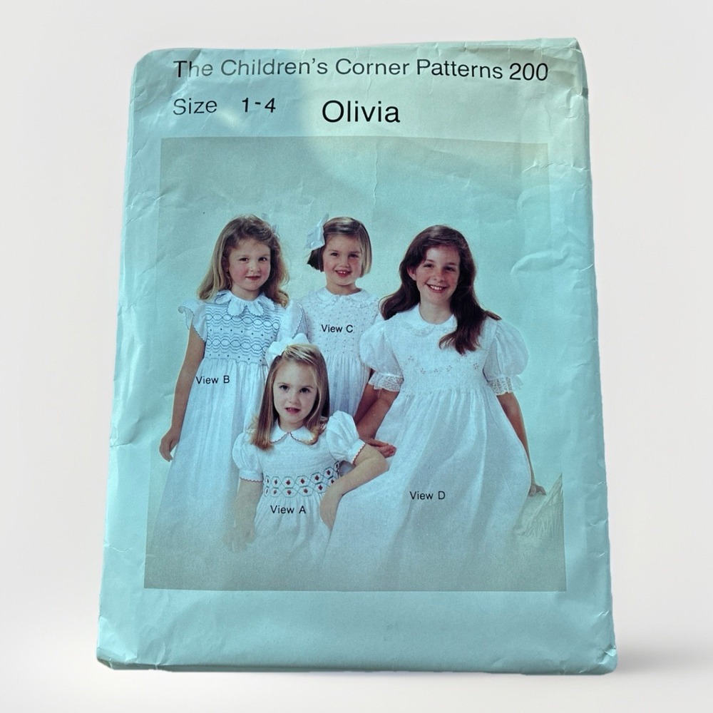 VTG NEW The Children's Corner‎ Patterns 200 Olivia Smocked Dress Sz  1-4 Uncut